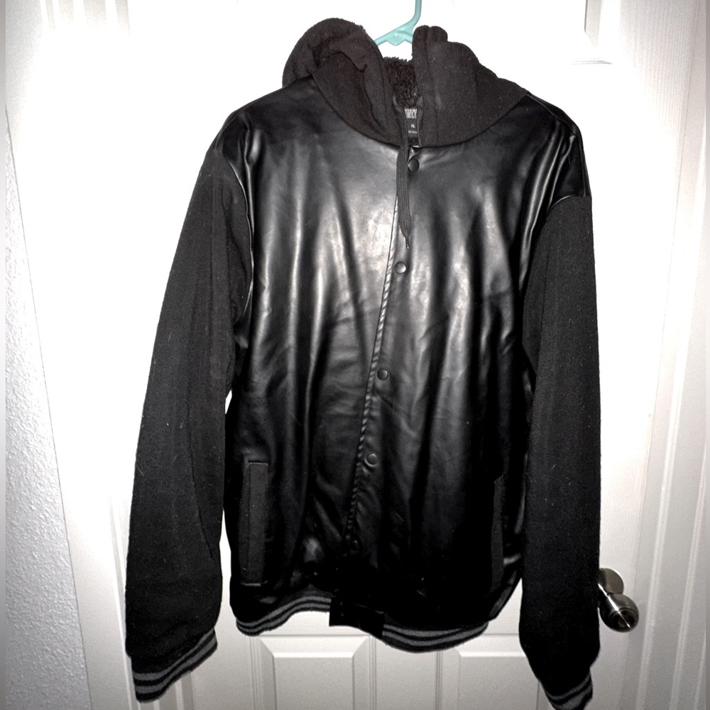 Deluxe Brand Men’s faux leather hoodie
